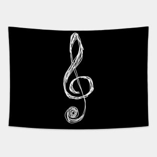 White Treble Clef scribbled Tapestry