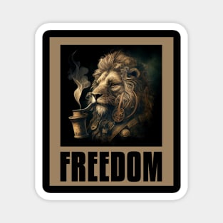 Lion Smoking Pipe Freedom Magnet