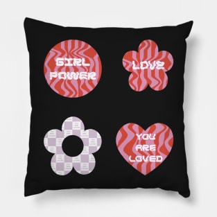 Y2K Orange Girl Power Pattern Pillow