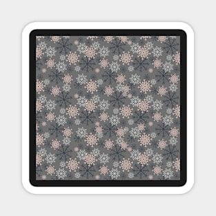 Cute Snowflakes Pattern - Gray Magnet