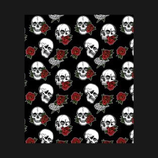 Skulls and Roses Tattoo Pattern T-Shirt