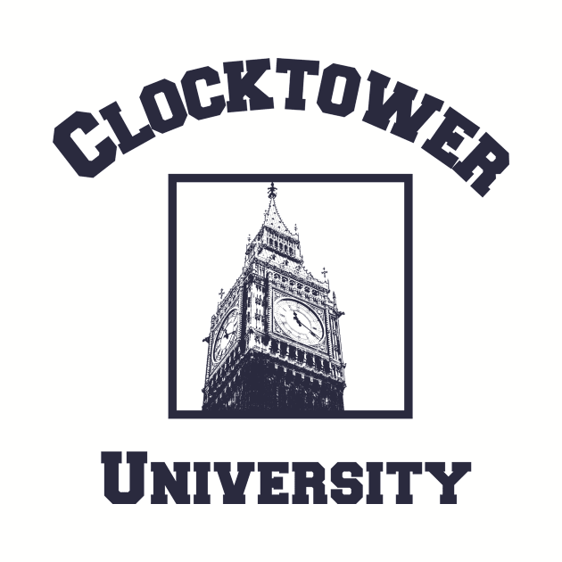 Clocktower University Shirt (Dark text, Modern style) by Minimality