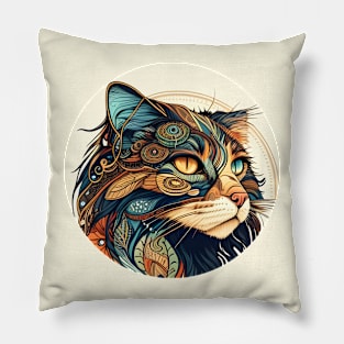 Vintage Cat Hippy Lover - Boho Cat Pillow