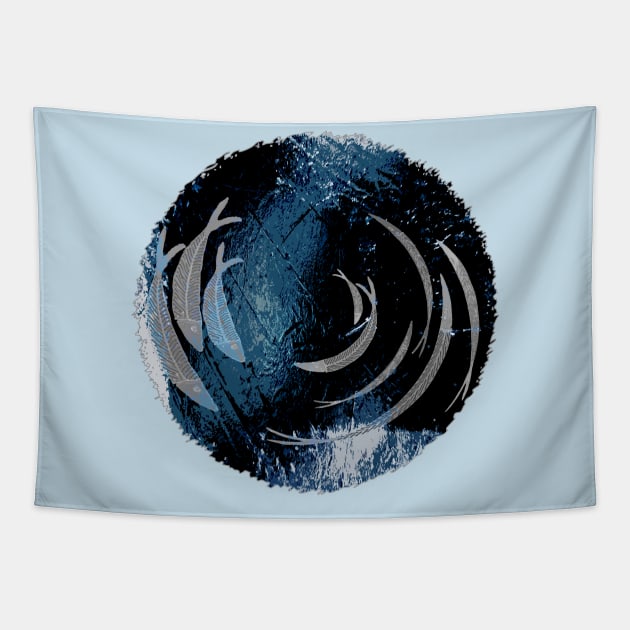 Fishes swimming in circles Tapestry by Againstallodds68