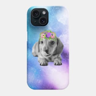 Distressed Floral Watercolour Dachshund Puppy Phone Case