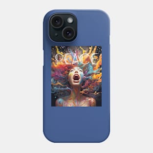 Psychedelic Scream Peace digital art Phone Case