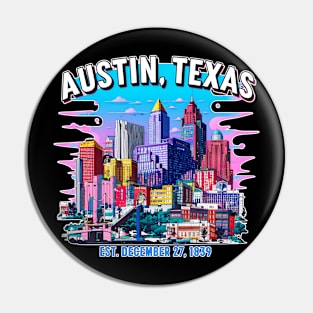 Austin, Texas Souvenir Vintage Nostalgic Cityscape tee Pin