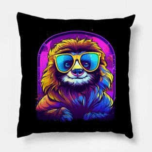 Synthwave Sloth Mullet Pillow