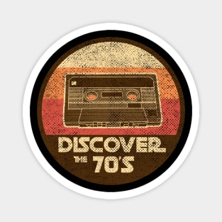 DISCOVER THE 70'S retro vintage cassette tape mashup Magnet