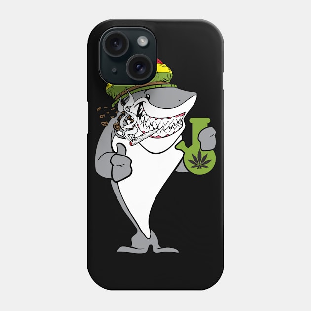 Marijuana Smoking Reggae Shark Mashup Phone Case by RadStar