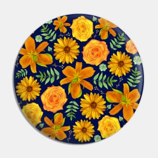 Tigerlilies, Roses, Sunflowers, Leaves, Succulents, and Flowers in Golden Orange and Yellow Pin