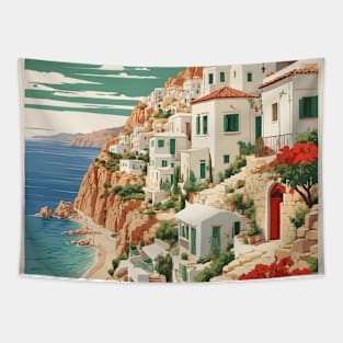 Chios Greece Tourism Vintage Travel Poster Tapestry