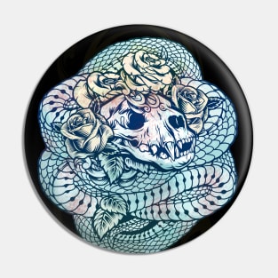 Snake Skull Rose Tattoo Pin