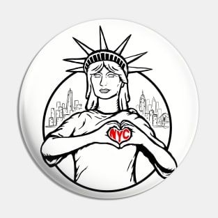 Lady Liberty Heart Hands (NYC Love) Pin