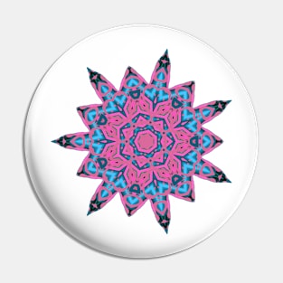 Blue and Pink Abstract Mandala Star Silhouette Pin