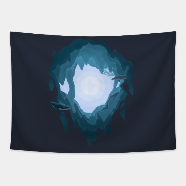 Another Shark Den : Great white shark Tapestry by Vertei