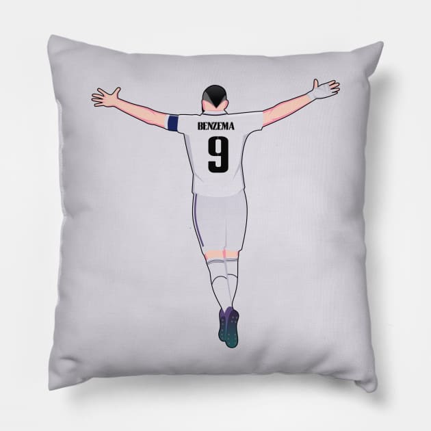 Benzema #9 Captain RM 22 Football Celebration Pillow by LanaIllust