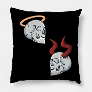 angel and devil skull Pillow