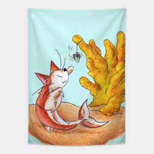 Coral Cat Tree Tapestry