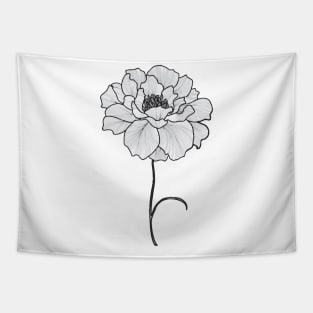 Minimal Flower Line Art Tapestry