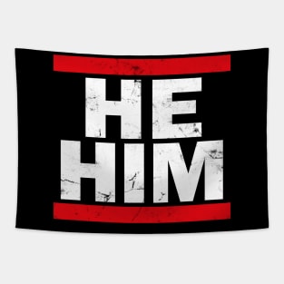 He / Him Pronouns - Retro Style Design Tapestry