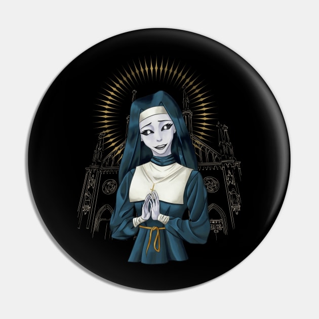 Valak, the Demon Nun in Neutral Colors Pin by AranisuDrawings