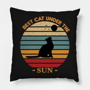 Retro Vintage Sunset Cat Pillow