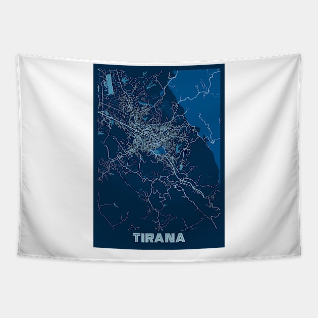 Tirana - Albania Peace City Map Tapestry by tienstencil