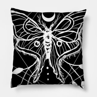 Lunar Moth, Crystals, Sacred Geometry, Witchy, Punk, Goth Pillow