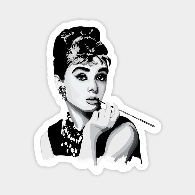 Hepburn black and white Magnet by pete studio