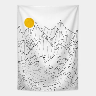 Ocean Sun cliff waves Tapestry