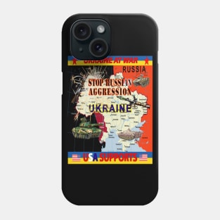 Ukraine - Ukraine at War - USA Supports - Map - TALL X 300 Phone Case