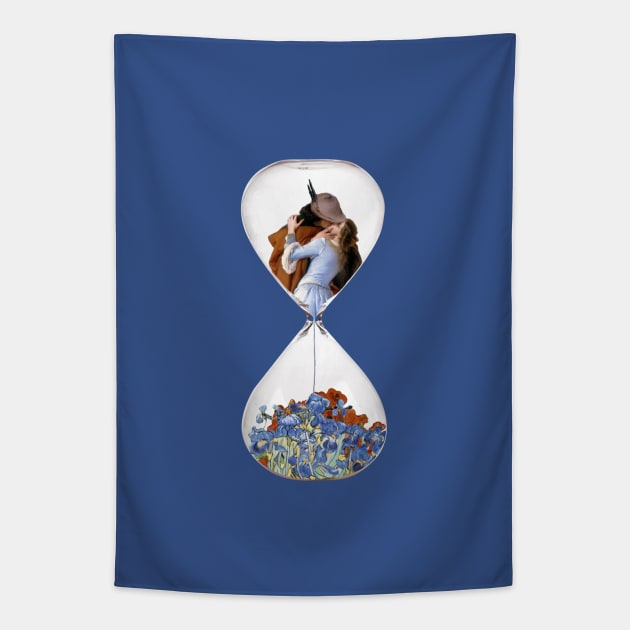 The kiss Hayez Tapestry by Illusory contours