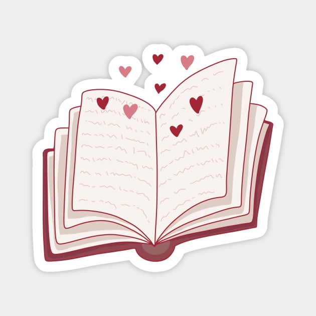 Pink romance book with hearts for romance readers Magnet by loulou-artifex