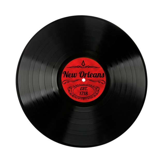 New Orleans Gift Retro Musical Art Vintage Vinyl Record Design by Tennessee Design Studio