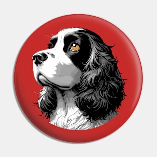 Stunning and Cool English Cocker Spaniel Monochrome and Gold Portrait for Father's Day Pin
