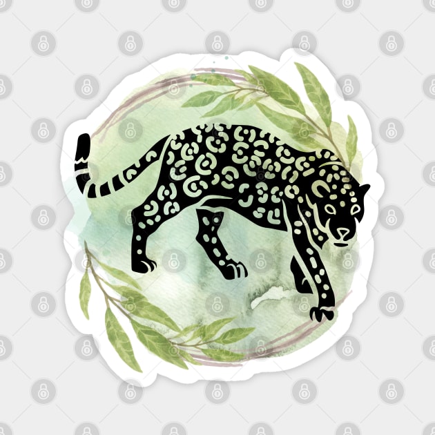 Jaguar silhouette Magnet by Petprinty
