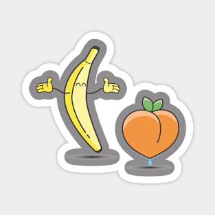 Happy banana with wet peach Magnet