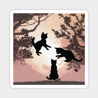 Kittens Shadow Silhouette Anime Style Collection No. 38 Magnet