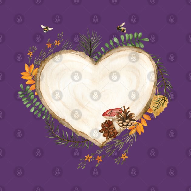 Fall Heart Shaped Trunk with Shrooms by susannefloe