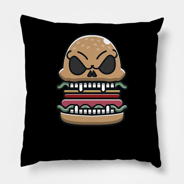 spooky hamburger Pillow by fflat hds