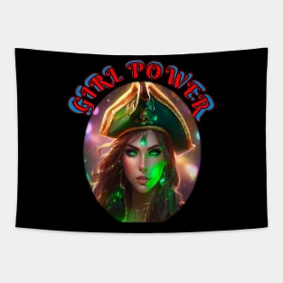 Girl power Green pirate queen Tapestry