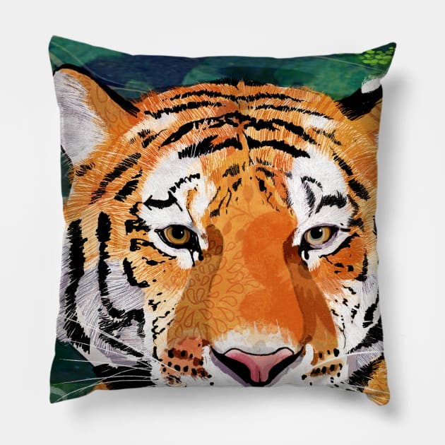 Tiger Pillow by KatherineBlowerDesigns