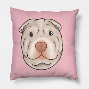 Silly Shar Pei Gemma Cartoon Portrait - Large Version Pillow