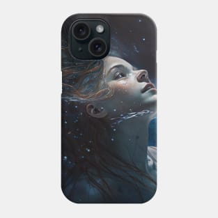 Girl swimming in an ocean of universe Phone Case