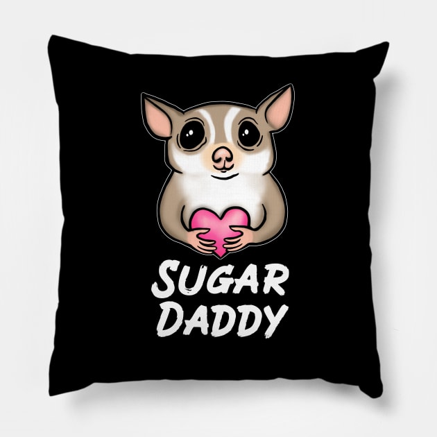 Sugar Daddy, White, for Sugar Glider Lovers Pillow by Mochi Merch