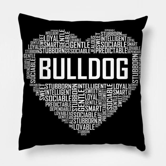 Bulldog Love Heart For Dog Owner Pillow by Xamgi