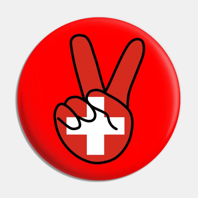 Switzerland Flag V Sign Pin by DiegoCarvalho