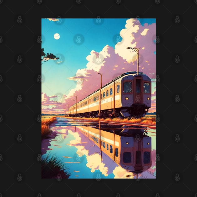 Retro Anime Style Old Japanese Train by KaPrints