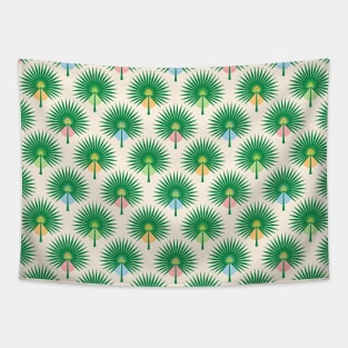 Fan Palm Leaves on Yellow Tapestry